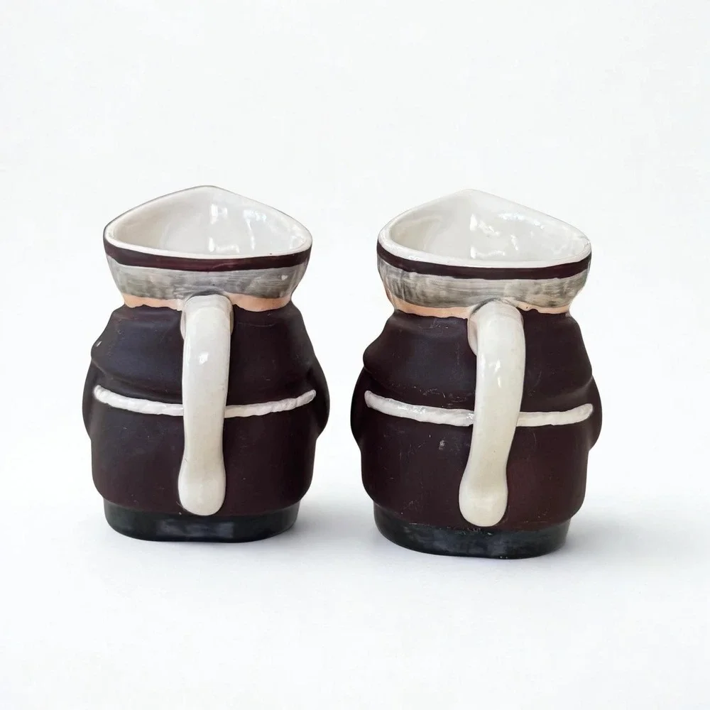 Vintage Goebel Friar Tuck Creamer Set S1412/0 W Germany Ceramic Monk Pitchers